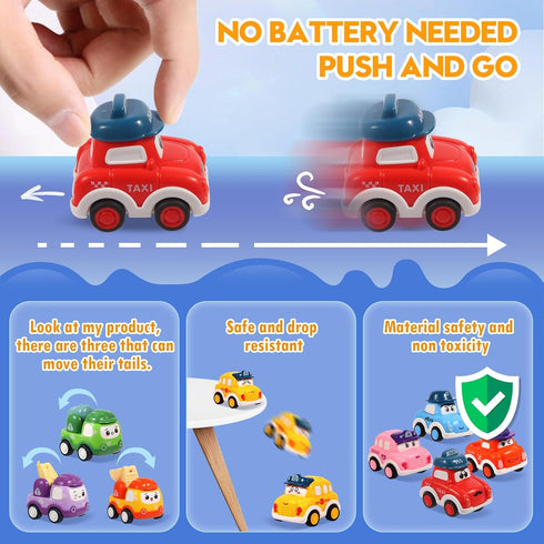 TGXLAK 12 Set 1 2 3 12-18 Set, 1 2 1st 1 2 3 Pcs Pull Back Cars Toys for Year Toddlers, Baby Car Toys for Months