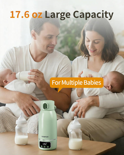 17.6 OZ 120 17400 48H Portable Bottle Warmer on The Go, W Fastest Heating, for Breast Milk & Water, mAh Battery