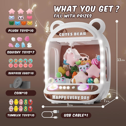 6+,Mini Skirfy Claws Machines for Kids,Unicorns Toys for Girls Age Vending Machines with Squishyes Fidgets Toys,Candy