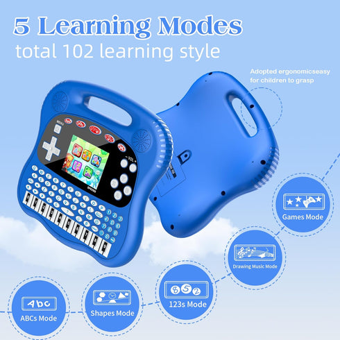 Interactive Early Learning Tablet, Educational Toys for Ages 2+, ABC's, Words, Shapes, Music, Blue
