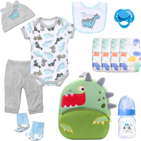 PEDOLLTREE Reborn Baby Dolls Clothes Accessories Dinosaur Outfit Set 12 Pcs Set