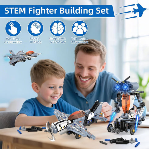 5 1 Set 2.4GHz 6 7 8 9 10 11 12+, in STEM RC Robot Building Kit, Fighter Jet Airplane Building with APP & Remote