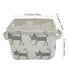 Mziart Small Foldable Canvas Storage Basket with Handles, Cotton Linen Organizer for Nursery Kids Shelves, Grey Cat