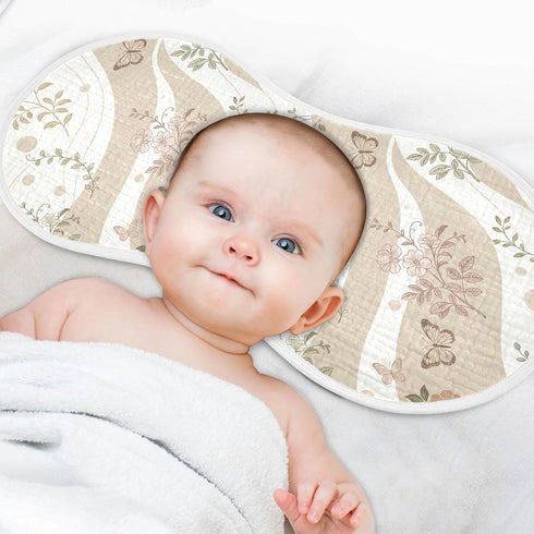 decor gift 4 Pack 22x11in Cotton Baby Burp Cloth Easy Care Spring Butterflies Flowers Beige spit up Cloth for Babies