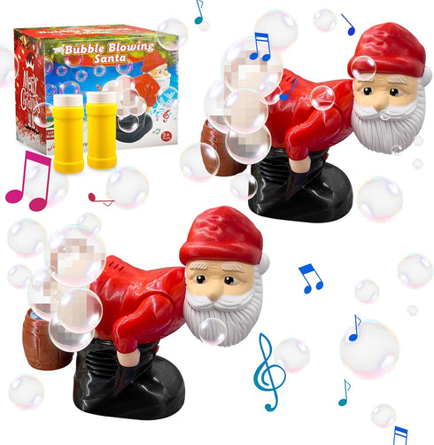 Generic Musical Santa Bubble Blower 2 Pcs Bubble Blowing Santa Bubble Machine with