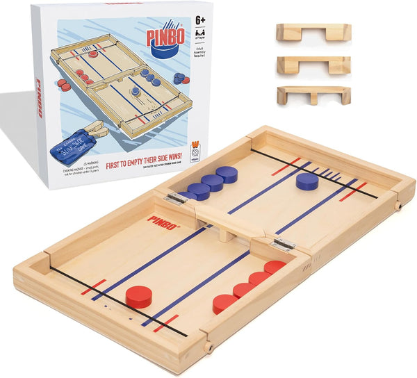 Pinbo Sling Puck Game (18") Premium Wooden Foldable Board | 2 Player