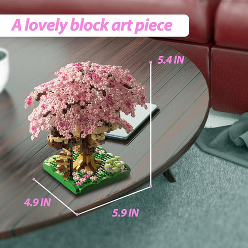 Set, 1113PCS, 8 10 12 14+ QISHOUTING Cherry Blossom Tree Building Flowers Bonsai Tree Mini Blocks Kit