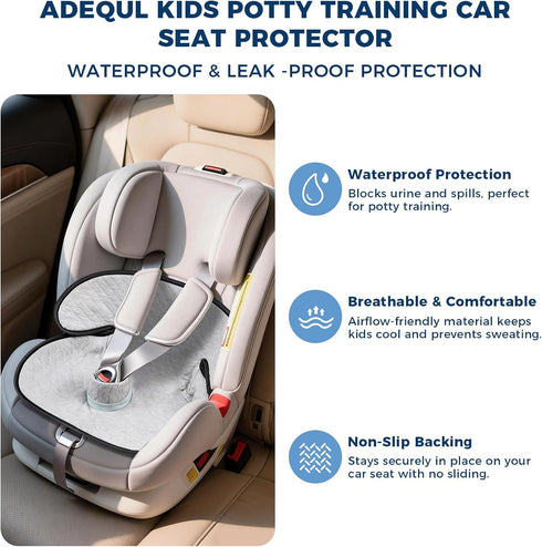 ADEQUL 2 Pack Car Potty Training Seat Protector, Waterproof Toddler Carseat Potty Training Cover, Piddle Pads & Liners