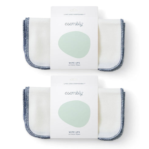 Esembly Wipe Ups, Organic Cotton Reusable Baby Wipes, Soft and Sturdy Washable