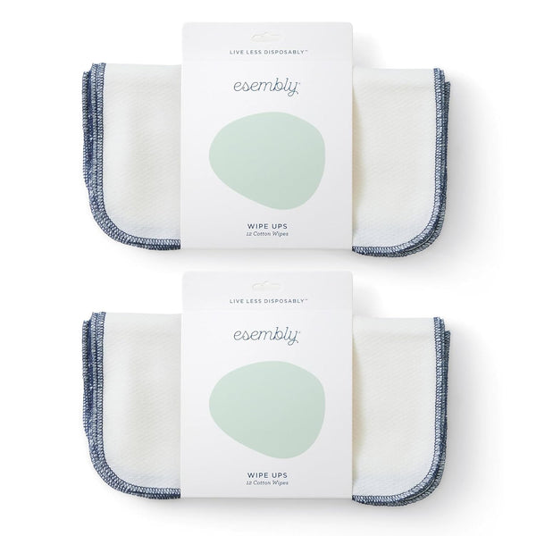 Esembly Wipe Ups, Organic Cotton Reusable Baby Wipes, Soft and Sturdy Washable
