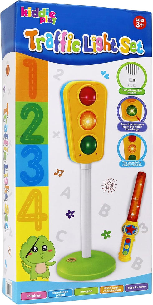 Kiddie Play Traffic Light Toy - Lights and Sounds for Kids Cars and Bikes