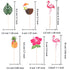 Luau Cupcake Toppers | Tropical Cake Decorations with Flamingo, Pineapple, Palm Leaves | 72 Picks