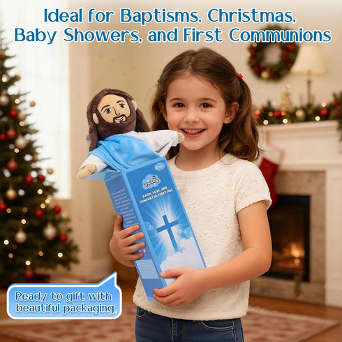 13" Yelakey Jesus Plush Doll - Jesus Plushies with Stickers Christian Faith Plushie Faith-Based Gift for Kids Sunday