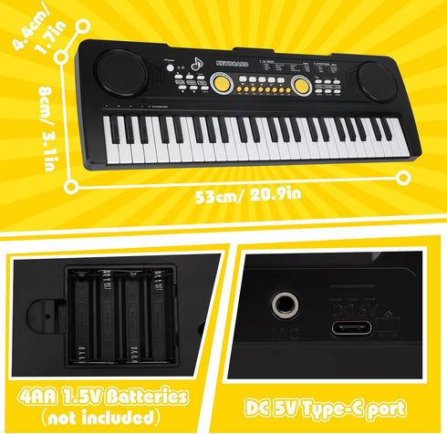 Drmukie 49 3-5 3 4 5 6 Key Piano Keyboard for Kids Music Toys Ages Electronic Keyboards Pianos with Microphone for Year