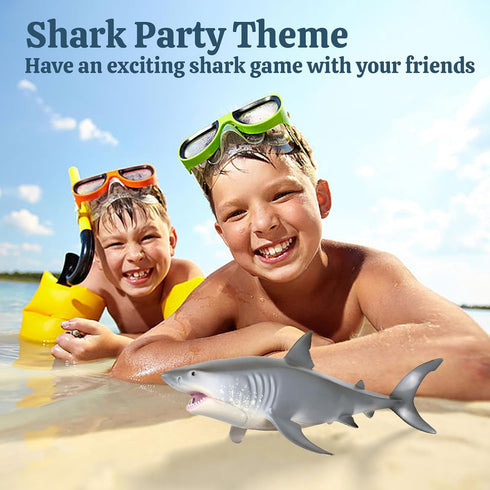 Large Great White Shark Toy - Realistic Marine Life Figure for Boys Girls & Kids Ages 3+, Shark Cake Topper