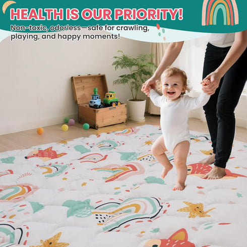 Floor,50x50 Inch Baby Play Mat for Soft Padding Crawling Mat for Playpen, Foldable and Machine Washable, Thick