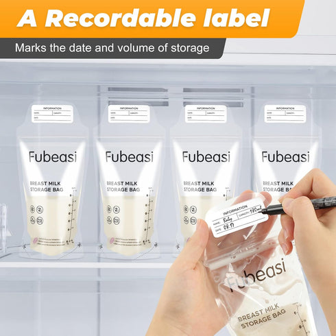 Fubeasi 6 OZ/180ml (60 Count) Breastmilk Storing Bags,Temp-Sensing Discoloration Milk Storing Bags for Breastfeeding
