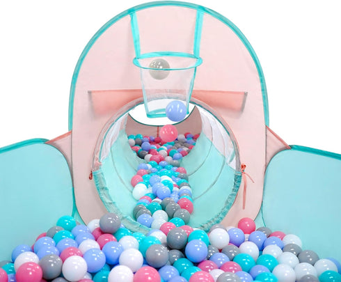 3 in 1 Pop Up Kids Play Tent with Tunnel and Ball Pit, Indoor/Outdoor Playhouse for Kids, Boys, Girls, Orange