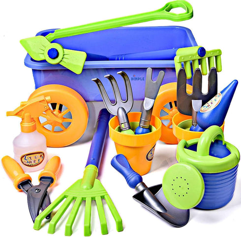 DCN12752 Set 15Piece Set Dimple Garden Wagon & Tools Toy Premium Gardening Tools & Wagon Toy Sturdy & Durable-Top Yd