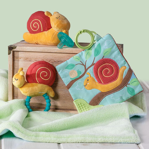 Mary Meyer Crinkle Teether Toy with Baby Paper and Squeaker, 6 x 6-Inches, Skippy Snail