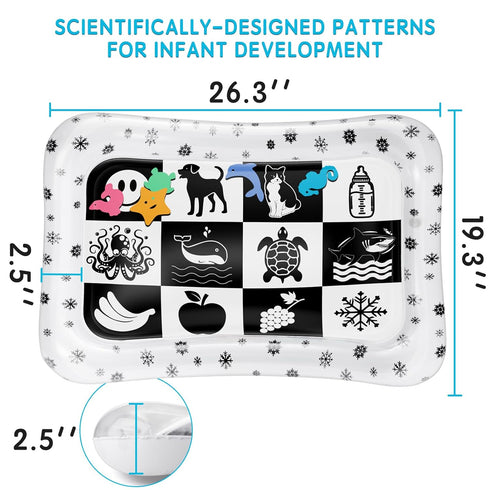 gljyoka Tummy (1-9 Black and White High Contrast Time Water Mat for Babies Sensory Newborn Toys for Brain & Visual