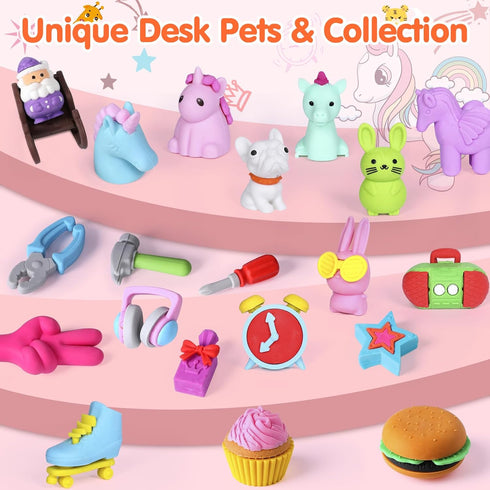 120 Pack Animal Pencil Erasers for Kids - Mini Puzzle Erasers, Treasure Box Toys, Game Prize Party Favors