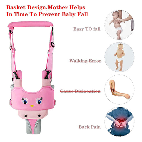 IULONEE Baby Walker, Handheld Toddler Walking Harness Helper, Adjustable Protective Belt for 7-24 Month Child (Pink)