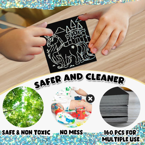 ZMLM 165 Holographic Silver Scratch Mini Art Notes, Magic Scratch Paper Art Card Toy for Kids Birthday Party