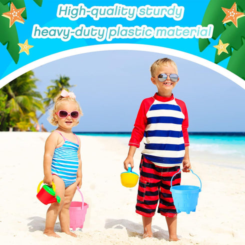 30 Set 6 Summer (5.5 4.7 Inch) Didaey Beach Sand Buckets and Shovels, Include Sand Pail Bucket Colors with Castle