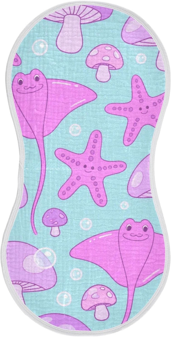 tplaotee Ocean Animal starfishes Purple Pink Cotton Baby burping Cloths Easy Care Baby