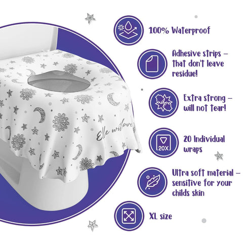 20 Pack Extra Large Disposable Toilet Seat Cover (Boho) – Ideal Travel Toilet Covers for Kids and Adults