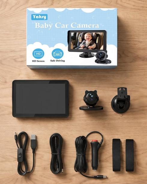 Yakry 7.2-Inch: 3X 5-Min 1080P 150 0-5) HD Baby Camera for Car Larger View, USB Easy to Install, Auto Night Vision