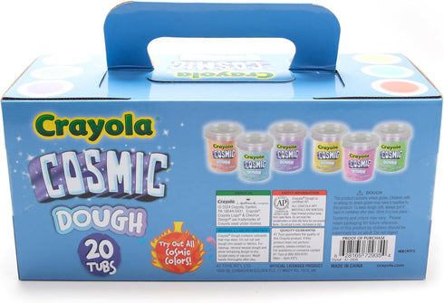 Crayola Dough - Cosmic Play Dough | 20 Tubs of 3oz Non-Toxic Modeling Compound in 6 Cosmic Colors