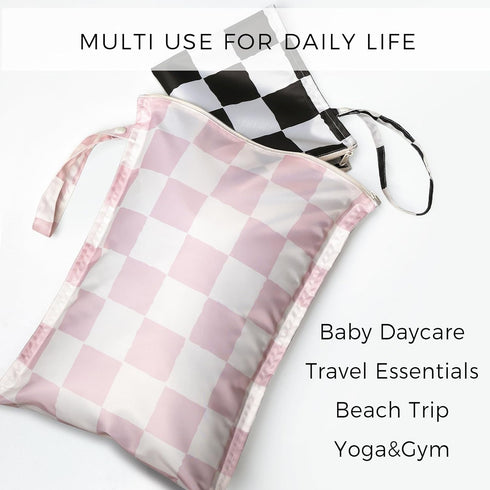 2 Pack RelaxScene Wet Bag for Swimsuit - Waterproof Wet Dry Bag for Clothes - Baby Diaper Bag - Travel Laundry Daycare