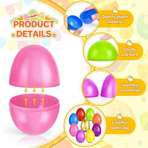 2.3 60 1 SpringFlower Unfilled Easter Eggs, pcs Colorful Egg Plus Golden Egg, Empty Plastic Eggs Fillable with Candy