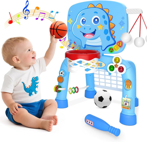 Toys For 1 Year Old Boy - Toddler Basketball Hoop&Soccer Goal&Baseball Sport