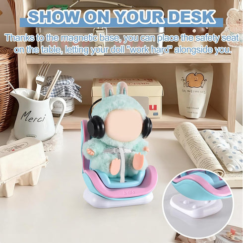Ciunura 10-17cm Doll Car Seat, Car Seat for Dolls, Including Air Vent Clip, Desktop Stand, Adjustable Strap