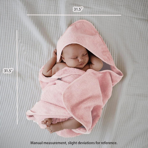 31.5"x31.5" 3 2PCS(Sakura Baby Hooded Bath Towel Ultra Absorbent Soft Coral Fleece, for Newborn Infant Toddler Up