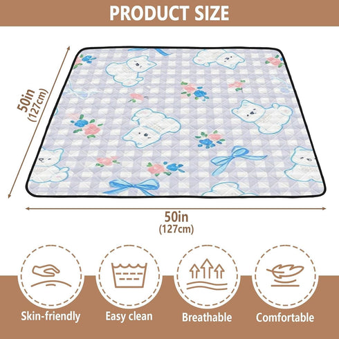 EtherSpher 50'' 50''gimnasio Cartoon Cute White Dog Plaid Large Non-Slip Baby Care Play mat for Floor Non-Toxic