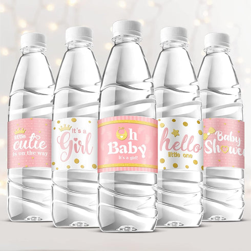 Teling 80 Pieces Baby Shower Water Bottle Labels Waterproof Water Bottle Stickers