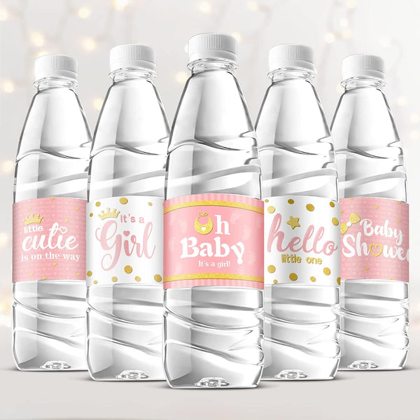 Teling 80 Pieces Baby Shower Water Bottle Labels Waterproof Water Bottle Stickers