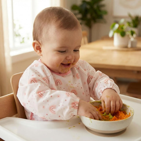 HAMUR HOME Waterproof Long Sleeve Baby Bib for Mess-Free Weaning