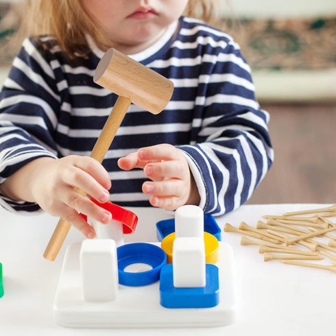 Hammering Set Hammer Hammer Wooden Mallet & Pounding Toys Simulation Wooden Mallet Toddler Fake Portable Montessori Toy