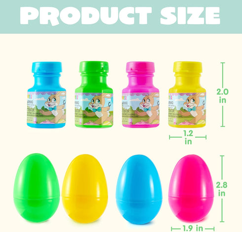 24 JOYIN Pcs Prefilled Easter Eggs Bubble Wands for Kids Party Favors, Basket Stuffers, Toys Inside for Children Fun
