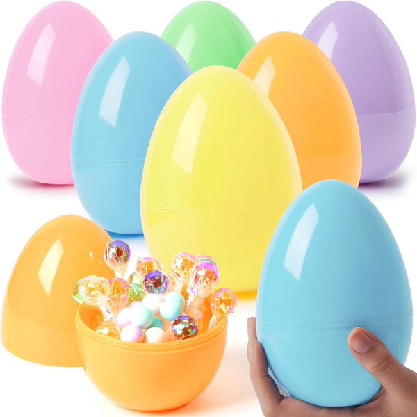 JOYIN 6 Pcs Large Pastel Easter Eggs, 6 Inches Jumbo Plastic Eggs