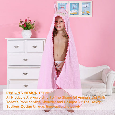 MICHLEY Animal Face Hooded Baby Towel Cotton Bathrobe for Boys Girls Light Pink 0-6 Year