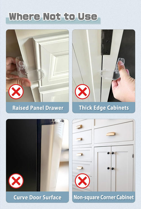 0-12 Maveek Drawer Baby Proofing, Baby Proof Kitchen Drawer Lock, Corner Furniture Latch For Pull-Out Dresser Storage