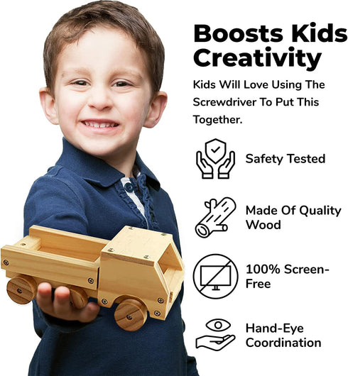 Kraftic Woodworking Building Kit - 6 Educational Arts and Crafts DIY Carpentry Construction Projects for Kids