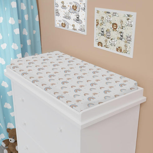 Rainbow Changing Pad Covers, Cute Rainbow Drops Colorful Changing Table Cover for Boys Girls 32''x16'' Ultra Soft