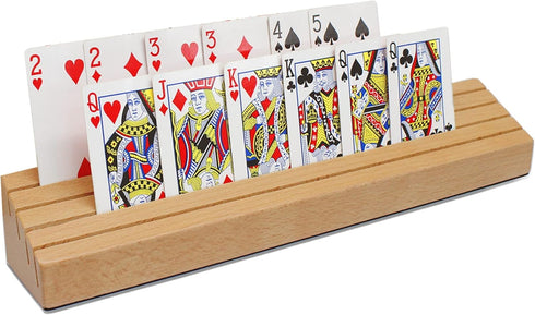 Large Wooden Playing Card Holders Tray, Organizer for Kids Seniors Adults, Premium Solid Beechwood, Best Gifts